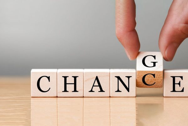 Hand flip wooden cube with word "change" to "chance", Personal d