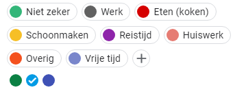 Colours and items (labels) in the Google Agenda of Alwin van Welie.